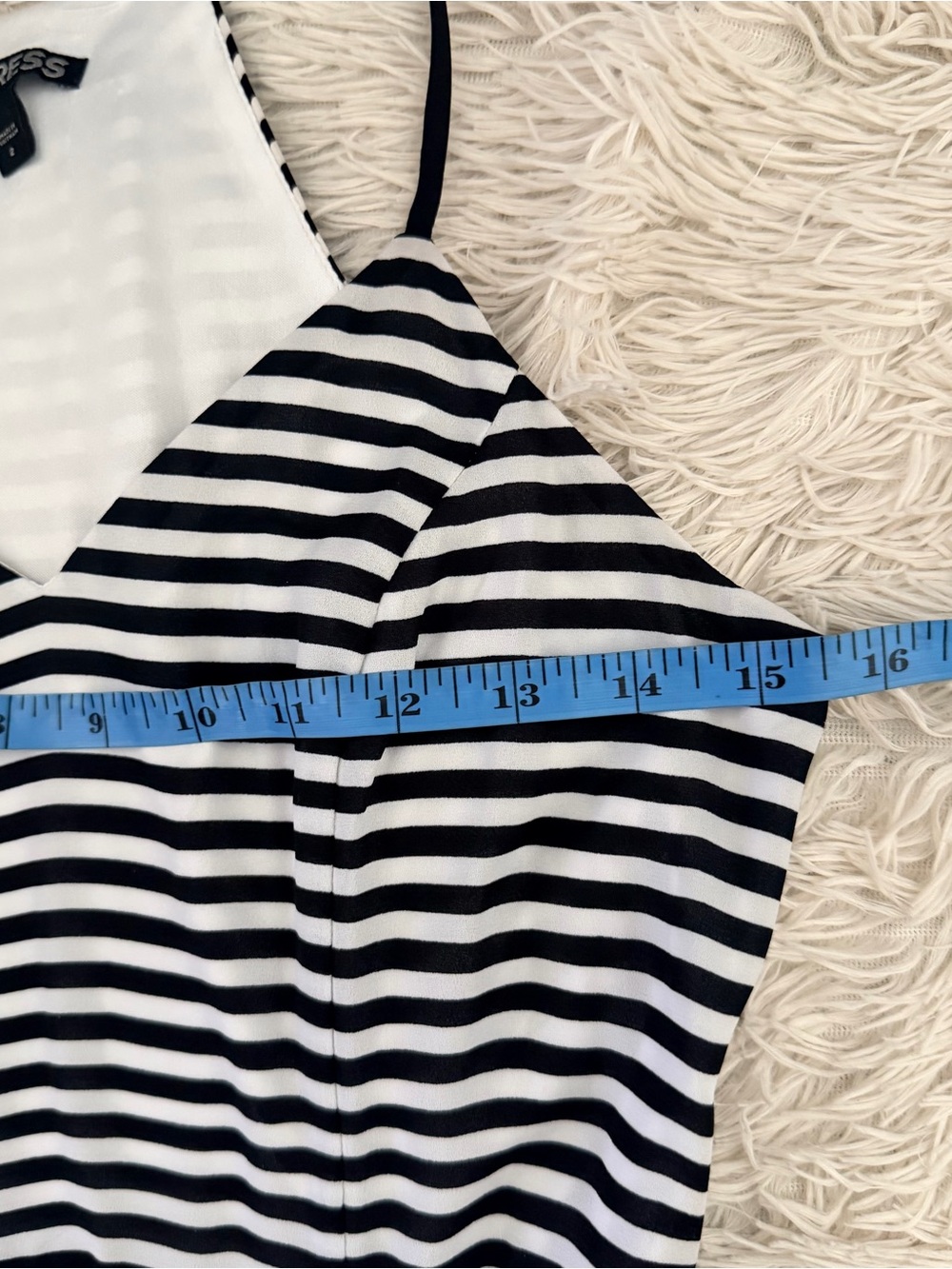 Express Black and White Striped Fit and Flare Skater Mini Dress Size 2 - NWOT - Picture 10 of 12